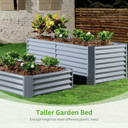 Land Guard Raised Garden Bed, 8x4x2 ft Galvanized Metal Planter Box, 24-Inch Deep, Rust Resistant, Modern Gray, F4