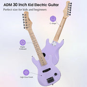 ADM EJC301-PP 30 inch Kids Electric Guitar Beginner Kit, Purple