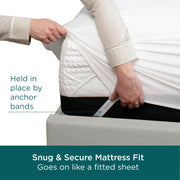 AllerEase CleanBoost Plush Knit Mattress Cover Protector, Waterproof, King, Fitted with Elastic Anchor Bands