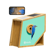 Birdfy Smart Bird House, Solar Powered 1080P HD Camera with Night Vision, Eco-Friendly Bamboo, Polygon Shape, Blue