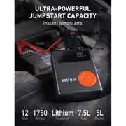 AstroAI Jump Starter with Air Compressor, 1750A Peak, 150PSI Digital Tire Inflator, 13000mAh Portable Power Bank, Orange, MF 139