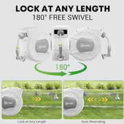 Gewna KF100276-01WM 1/2 in x 100 ft Retractable Wall Mounted Garden Hose Reel with 10 Pattern Nozzle
