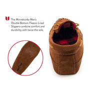 Minnetonka Double-Bottom Fleece Slipper Mocs for Men - Brown - 10M