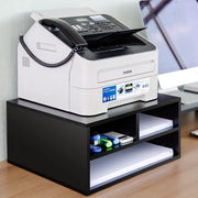 FITUEYES Printer Stand, Large 2-Tier Desktop Organizer with Adjustable Drawers and Shelves, Black, 18.5 x 15.7 x 8.9 in, DO204701WB-VP1