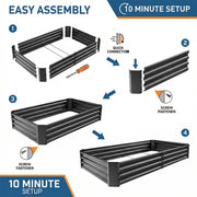 Land Guard Raised Garden Bed, 8x4x1 ft Rectangle, Galvanized Steel, Rust Resistant, Nardo Gray, B3