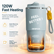 AlfaBot Temperature Control Heated Travel Mug, Smart Self Heating, 14 Oz, Green, EC1-G-1