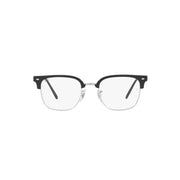 Ray-Ban RX7216 Unisex New Clubmaster Square Eyeglasses, Black on Silver Frame, 49 mm