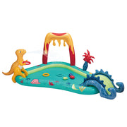 Bluescape Dino Inflatable Play Center, Dinosaur-Themed Kiddie Pool with Built-In Water Sprayer, Soft Slide, Inflatable Toys, Durable Puncture-Resistant Material, Multicolor