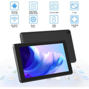 YQSavior Android 15 Tablet, 7 Inch IPS HD Touch Screen, 8GB RAM, 32GB Storage, Quad-Core 1.5GHz Processor, 5MP Rear Camera, Wi-Fi, Bluetooth, GPS, FM Radio, Black, Q2S Pro