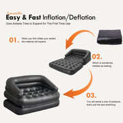 Honeydrill Inflatable Sofa Air Couch, 5-in-1 Multi-Function, Full Size 78in x 54in x 24in, Black, PVC