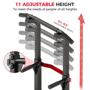 Wesfital Power Tower Adjustable Height Pull Up Bar Station, Dip Station Strength Training Equipment, 330 lb Capacity, Black