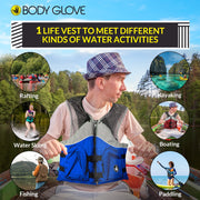 Body Glove Cove Nylon Mesh Fishing Vest, USCG Approved, Lightweight Ventilated, Heavy-Duty Zipper, Multiple Pockets, Open Shoulder Design, Unisex Adult X-Large, Gray Rust, 14273-XL-GRY-RUS