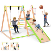 EVMORE EV001 7-in-1 Toddlers Triangle Climbing Toys Set with 2 Swings, Colorful