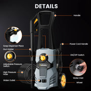 HOMSHADE PW60 Electric Pressure Washer, 1500W, 4200 PSI, 2.6 GPM, Adjustable Nozzle 0-60, Telescopic Spray Gun, Portable High Pressure Cleaner for Cars, Driveways, Fences, Patios.