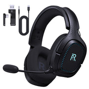FFN Wireless Gaming Headset, 2.4GHz Ultra-Low Latency, Bluetooth 5.2, Noise-Canceling Microphone, 45H Battery, 3.5mm Wired Mode, Over-Ear, White, WMCATA700-W