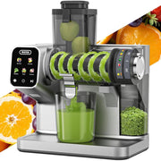 WETIE Cold Press Masticating Juicer with 200W Motor, Touch Screen, Adjustable Pressure, 3.54in Feed Chute, 99% Juice Yield, Silver, SJ9031