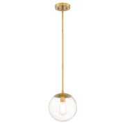 Design House Gracelyn 1-Light Pendant Light, Satin Gold Finish, Clear Seedy Glass Globe Shade, Dimmable, Adjustable Height, 9.06 in x 48.23 in, 588509-SG