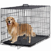 BestPet 48 Inch Foldable Metal Dog Crate with Double Doors, Adjustable Divider, Removable Tray, Black, TY-PC1200-Black