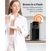 Kidisle KC101B TWOMEOW Hot & Iced Coffee Maker with Bold Brew Setting, Single Serve for K Cup and Grounds, Black, KC101B