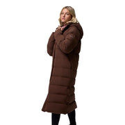 Columbia Women's Amaze Puff Long Hooded Down Outerwear Coat, Tobacco Brown, Medium, 650 Fill Power, Water Repellent, Quilted, 213489