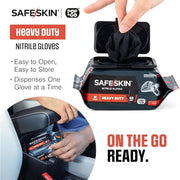 Safeskin Heavy Duty Nitrile Disposable Gloves, Powder Free, Black, 9.5-Inch Cuff, Large (Pack of 40)