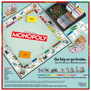 Hasbro Monopoly Board Game, Classic Property Trading, Larger Metal Tokens, Storage Tray with Lid, Ages 8+, 2 to 6 Players