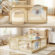 NimbleRest Large Baby Playpen Toddler Play Yard Safety Fence, 48 in x 48 in, Beige