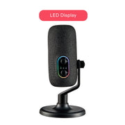 Onn USB Tri-Pattern Microphone with Cardioid, Omnidirectional, Bidirectional Modes, Volume and Mute Controls, 3.5mm Headphone Jack, Black, MTK-1