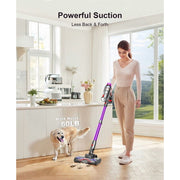 Hosaud Cordless Stick Vacuum Cleaner, 45000pa Suction, 550W Motor, 55min Runtime, 2600mAh Battery, Lightweight, Purple