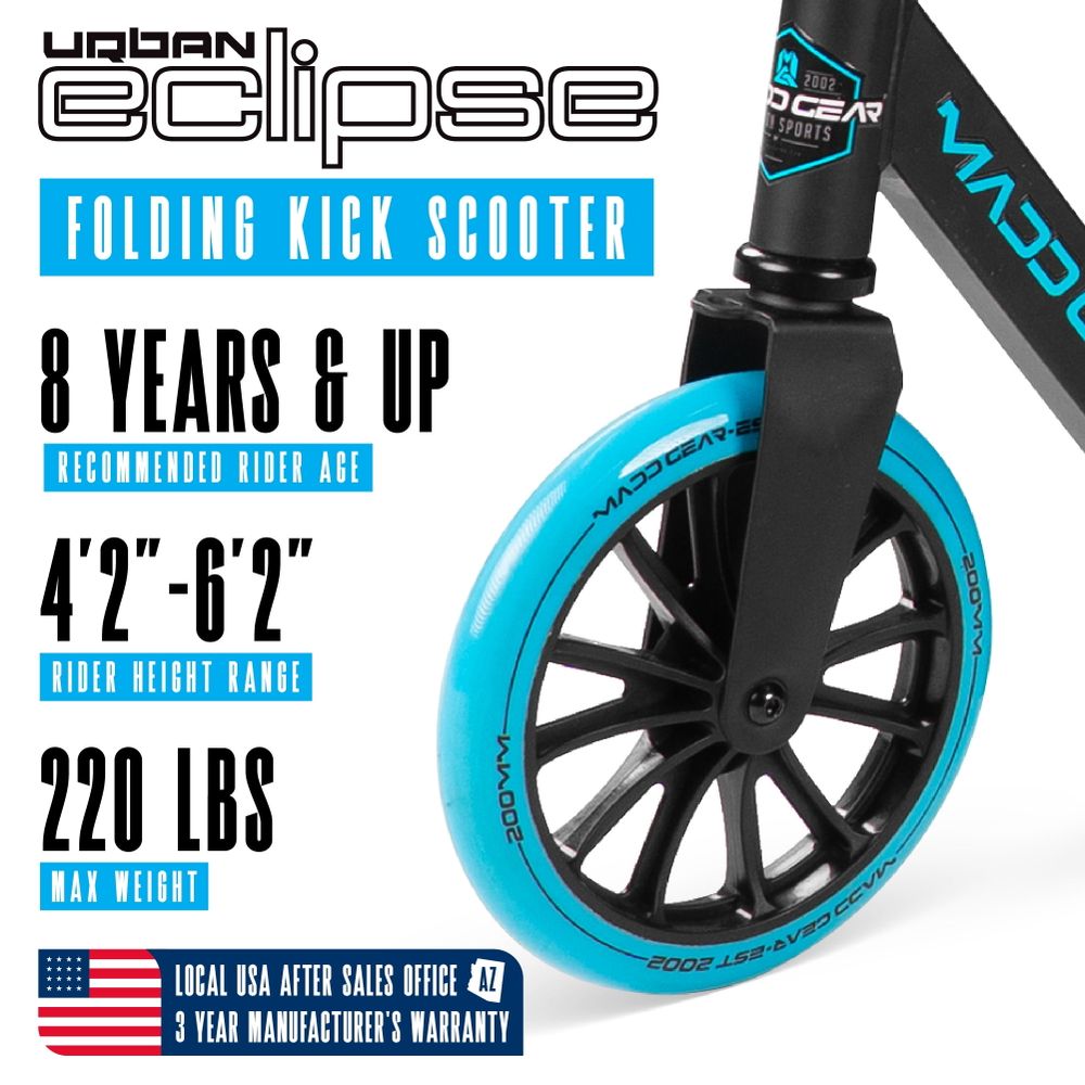 Madd Gear 426-623 Eclipse Commuter Scooter with 200mm Blue Wheels – VIP ...