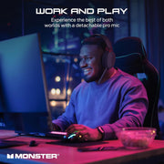 Monster Elements Air Wireless Bluetooth On-Ear Headphones, Ultra-Lightweight, Detachable Pro Mic, 50mm Dynamic Driver, 60-Hour Playtime, Protective Case