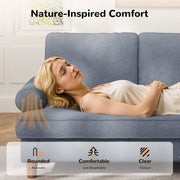 HOMSHADE 87 Sofa Couch, Extra Deep Seat, Linen Fabric, Round Arms, Blue Gray, Includes 2 Pillows, MJSF01-GY