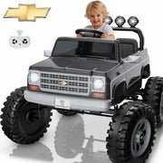 Wisairt Chevrolet Cheyenne 24V Ride On Truck, Remote Controlled, 2-Seater, Gray, Battery Powered, Kids 3-8 Years