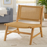 Better Homes & Gardens Vista Woven Accent Chair, Handwoven Rubberwood Frame, Light Honey Finish, Armless Side Chair