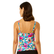 Anne Cole Amalfi Floral Twist Front Underwire Tankini Top for Ladies - Amalfi Floral - 32B/34C