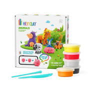 Fat Brain Toys Hey Clay Animals Air Dry Clay Kit with 12 Multi-Colored Cans, 2 Sculpting Tools, Interactive App for Kids and Tweens