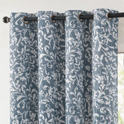 Curtain King JCHBNCLYGM-5263C03 Blackout Curtains, 100% Blackout Thermal Insulated Drapes, Blue Scroll Floral