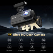 REDTIGER A8 4K Dash Cam 4K Dash Cam Front and Rear, 3.18