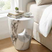 Christopher Knight Home Modern Round Faux Marble Accent Side Table, White, 19.29 in, 375970