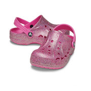 Crocs 207014-7AA  Toddler Baya Glitter Clogs, Electric Pink, Size 8T, Lightweight Breathable Slip-On Shoes