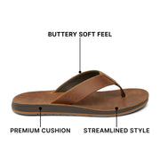 Reef Ojai Classic Mens Sandals, Dark Brown Leather Upper, Cushioned Footbed, Rubber Outsole, Size 10, CJ6246