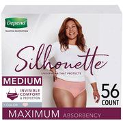 Depend 51456 Silhouette Incontinence Underwear for Women - Maximum Absorbency - Medium - Pink - 56ct