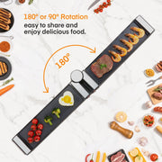 Fohere DR-995M Electric Indoor Raclette Table Grill, 1400W, Flexible Rotating Design, Reversible Nonstick Plate, Black, Serves 8, Includes 8 Warming Trays