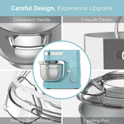 WHALL Stand Mixer - 5.5Qt 12-Speed Tilt-Head Electric Kitchen Mixer with Dough Hook/Wire Whip/Beater, Stainless Steel Bowl (Blue)