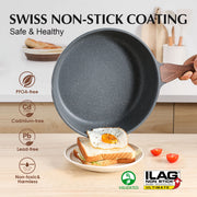 SENSARTE SA-YJ7-5GREY-SET Nonstick Pots and Pans Set, 17 Pieces Non Stick Granite Cookware Set, Gray, PFOA Free