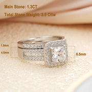 Newshe Jewellery 3.5CT Bridal Ring Set, Princess Cut AAAAA Cubic Zirconia, 925 Sterling Silver Engagement and Wedding Bands, Size 7