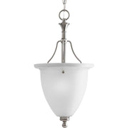 Progress Lighting P3793-09 1-Light Inverted Pendant with White Etched Glass, Brushed Nickel