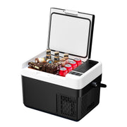 Simzlife 12V Car Refrigerator, 12QT Electric Cooler with Handle, Dual Power DC/AC, -4F to 68F Temperature Range, Compact Black Fridge for RV Camping Travel Truck CF028-12BL