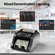 Aneken N60 Mixed Denomination Money Counter, UV/MG/IR/MT Bill Counter, 3.5