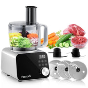 HOWORK E03 Food Processor, 12 Cup, 600W Multifunctional Vegetable Chopper and Meat Grinder, Six Speeds, Silver, E03